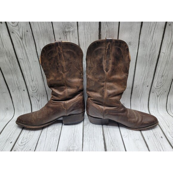 El Dorado Men’s 12 D Cowboy Roper Boots Distressed Brown Leather ED2224 Read main image 12